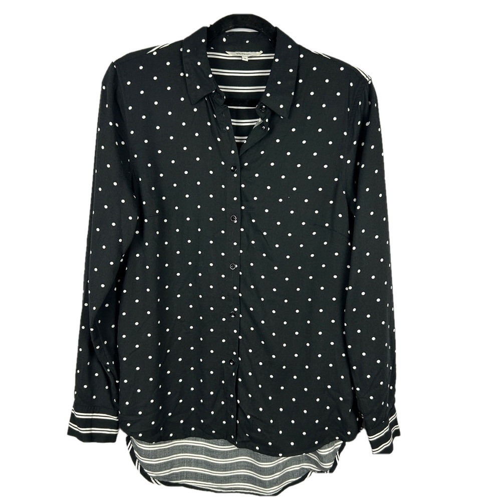 Sandwich Polka Dot & Stripe Button Down Blouse EU 36 Black White